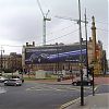 city centre featuring a massive advertisement